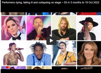 Performers dying, falling ill and collapsing on stage ~ 53 in 3 months to 19 Oct 2022 (Update)